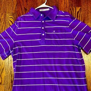 Criquet Men XL Purple Striped Golf Polo Shirt
